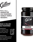 Collins Bourbon Cocktail Cherries  Drinks Garnish for Manhattan or Old Fashioned Cocktails and Desserts Made with Award Winning Whiskey 11 Ounce Glass Jar