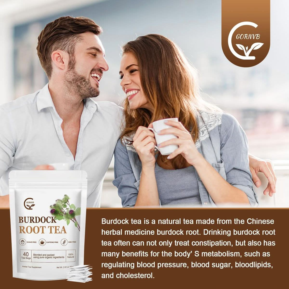 Burdock Root Tea Bags  Digestion  Improving Liver Support Premium Burdock Root with Antioxidants Minerals  Vitamin C Caffeine Free 40 Tea Bags