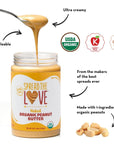 Spread The Love NAKED Organic Peanut Butter, 16 Ounce (Organic, All Natural, Vegan, Gluten-free, Creamy, Dry-Roasted, No added salt, No added sugar, No palm oil) (1-Pack)