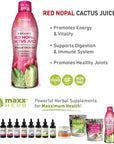 Maxx Herb Organic Nopal Cactus Juice Prickly Pear Juice  Antioxidant Superfruit for Healthy Digestion  Joint Support and NonGMO  2 Bottles 32 Oz Each 64 Servings