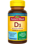 Nature Made Maximum Strength Vitamin D3 10000 IU (250 mcg), Dietary Supplement for Bone, Teeth, Muscle and Immune Health Support, 60 Softgels, 60 Day Supply