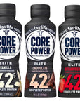 Core Power Elite High Protein Milk Shake 42g Pack of 12 3 Flavor Variety  Chocolate Vanilla and Strawberry 14 Fl Oz by World Group Packing Solutions