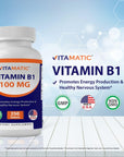 Vitamatic Vitamin B1 (As Thiamine Mononitrate) 100 mg - 250 Vegetarian Tablets