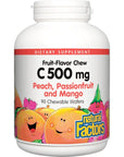 Natural Factors, Kids Chewable Vitamin C 500 mg, Supports Immune Health, Bones, Teeth and Gums, Peach, Passionfruit and Mango, 90 Wafers