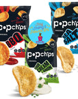 Popchips Potato Chips Variety Pack, Single Serve 0.8 Ounce Bags - 3 Flavors: 12 Sea Salt, 12 BBQ, 6 Sour Cream & Onion - Pack of 30