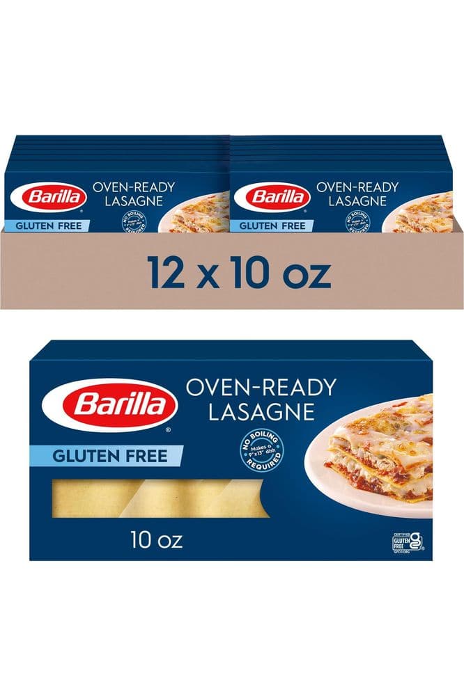 BARILLA Gluten Free Oven-Ready Lasagne, 10 Ounce (Pack of 12) - Non-GMO Gluten Free Pasta Made with Blend of Corn &amp; Rice - Vegan Pasta