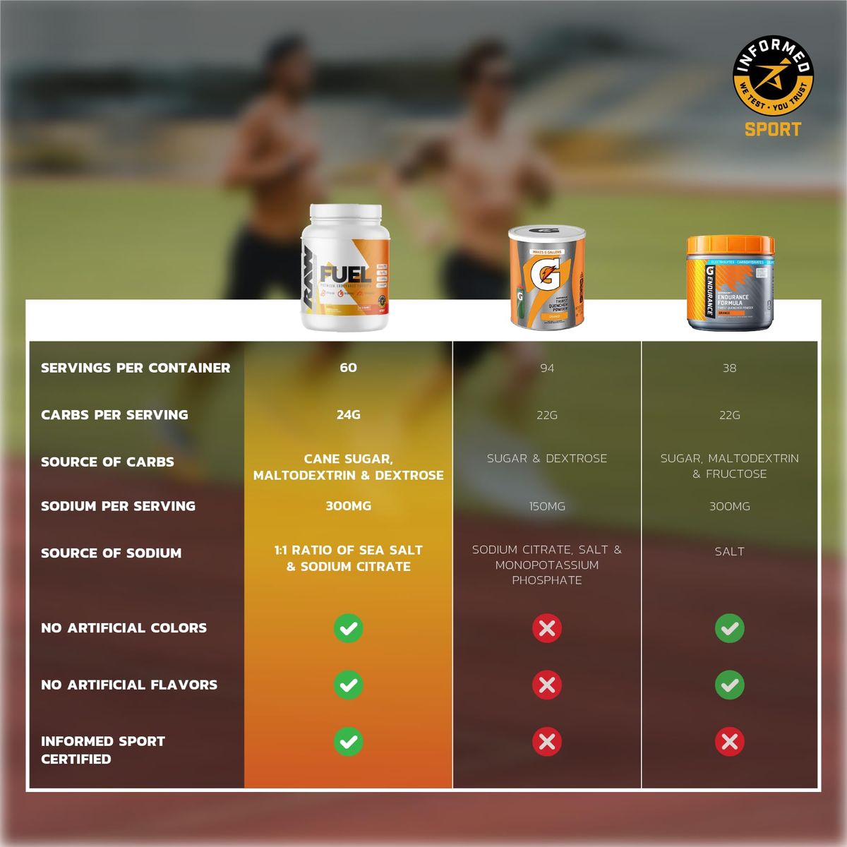 RAW Fuel Premium Endurance Supplement Powder Orange 60 Servings  Peak Performance Hydration  Stamina During Workouts Training or Competition  24g of Carbohydrates  300mg of Sodium