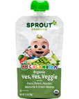 CoComelon Sprout Organic Baby Food, Toddler Pouches, Yes, Yes, Veggie, Fruits, Grains, 3.5 Oz(Pack of 12)