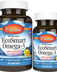 Carlson - EcoSmart Omega-3, 1000 mg Omega-3s Sustainable Source, Heart Health, Brain Function & Vision Support, Lemon, 90+30 soft gels