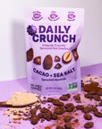 Daily Crunch Sprouted Almonds 5 Ounce Resealable Bags Cacao and Sea Salt 2 Pack Packaging May Vary  Sprouted and Dehydrated for a Unique Crunch Keto Friendly NonGMO Oil and Salt Free Vegan Healthy Snack