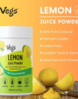 Vegs Lemon Fruit Juice Powder  Freeze Dried  Cold Pressed Lemon Fruit Juice Concentrate Flavoring Powder for Drinks Smoothies Baking Desserts Antioxidants Rich Sugar Free No Preservatives  6 oz