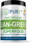 PURE Raw Organic Greens Superfood drink mix ALL NATURAL Available in two delicious flavors A nutritious blend of fruits and vegetables Lemon Lime