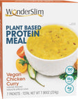 WonderSlim Plant Based Protein Meal Vegan Chikn Curry 4g Fiber Gluten Free 7ct