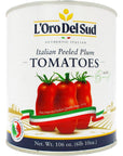 Italian Whole Peeled San Marzano Style Plum Tomatoes in Puree with Basil Large Size 34 kg 106oz Pasta Sauce Product of Italy LOro Del Sud