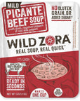 Wild Zora Instant Keto-Friendly Soups Picante Beef 8-pack Broth Made with 100% Grass-Fed Beef, and Vegetables, Gluten-Free, Grain Free, Low Carb, No Added Sugar, Flavorful Pantry Staples - 0.5oz/13g