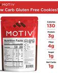 MOTIV Keto Cookies - Chocolate Chip 3-Pack - Low Carb Snacks - Keto Mini Cookies- No Sugar Added Healthy Snack Foods - Grain & Gluten Free Dessert Food - Paleo, Ketogenic, Diabetic Diet Friendly Sweets - Cookie Treat