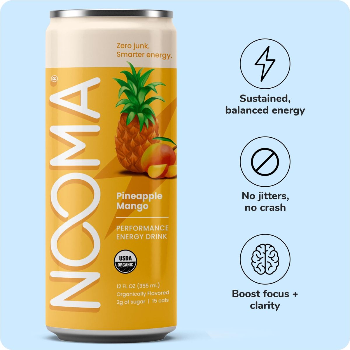 NOOMA Organic Sport Energy Drink  Organic Pre Workout Drink with 120mg Caffeine  Healthy Energy Drink with Adaptogens  Electrolytes  Organic Energy Drink with No Added Sugar Only 15 Calories  Pack of 12 Pre Workout Drinks 12oz  Variety