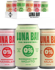 Luna Bay Zero Percent Tea Mocktail  Ready to Drink NonAlcoholic Beverage Vegan and Gluten Free  Variety Pack  Mango Mule Blueberry Mint Mojito Raspberry Rambler 12 Pack 12 fl oz Cans