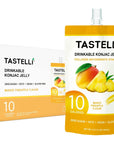 Tastelli Konjac Jelly Infused with Collagen Drink  Vitamin C  Antioxidants  10 Calories Vegan Zero SugarHealthy Drinkable Dessert Pouch  Mango Pineapple  150mL x 10 Pouches