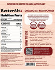 Better Alt Organic Beet Root Powder USDA Certified  Nitric Oxide Supplement Beet Juice Powder Superfood for Healthy Heart Beetroot Supplement Beetroot Powder  225 Servings 2 lb