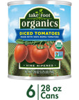 Take Root Organics Canned Organic Diced Tomatoes 28 oz Can Pack of 6 Cans