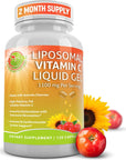 Liposomal Vitamin C Liquid Gel Capsules - 1100mg - Organic Acerola Cherries High Potency Vitamin C Liposomal - Immune Support Supplement with Enhanced Absorption & Bioavailability - 60 count