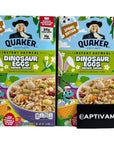 Instant Oatmeal Bundle Includes Two 141 Oz Boxes of Quaker Dinosaur Egg Instant Oatmeal with Brown Sugar  16 Quaker Dinosaur Egg Instant Oatmeal Packets Includes CAPTIVAMKT Fridge Magnet