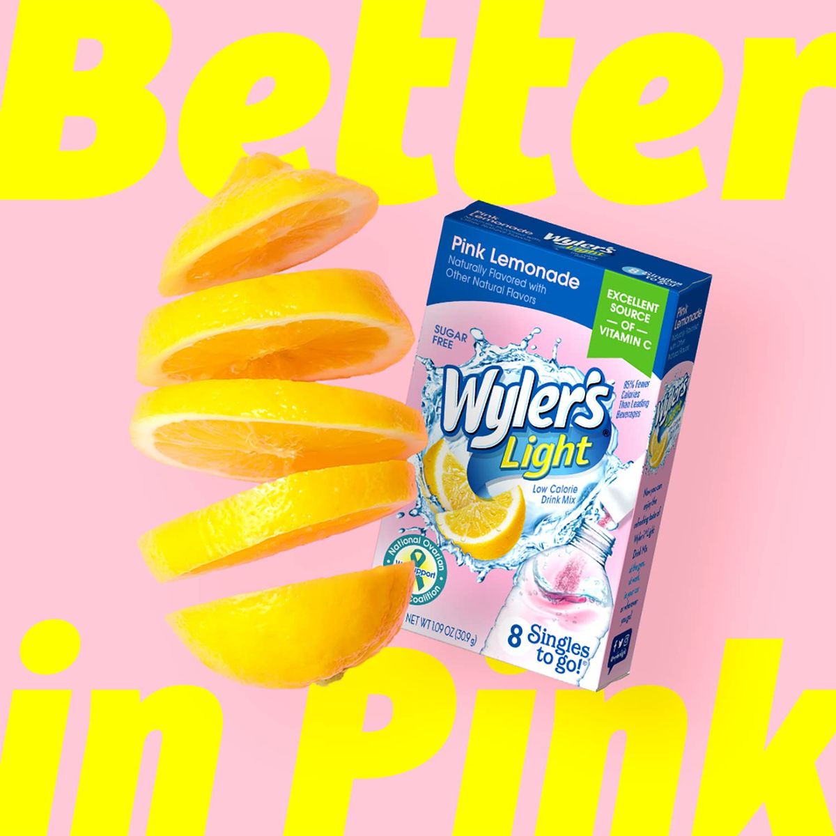 Wylers Light Singles To Go Powder Drink Mix Pink Lemonade 8 Count