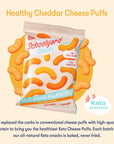 Schoolyard Snacks  Keto Chips Low Carb Low Sugar  Healthy Protein Snacks Gluten Free  15g Protein Low Calories  Satisfy Cravings  High Protein Puff Snacks  Cheddar Cheese Flavor  12 Bags