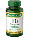 Nature's Bounty Vitamin D, Immune Support, Vitamin Supplement, 2000 IU, 50 mcg, Softgels, 350 Ct