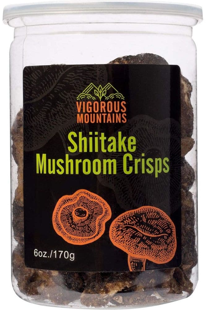 VIGOROUS MOUNTAINS Shiitake Mushroom Crisps Snack Dried Vegetables Delicious Food 6 OZ