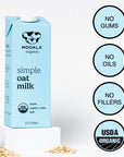 Mooala Organic Simple Oat Milk 32oz  3 Ingredient Shelf Stable No Gums No Oils No Fillers NonGMO No Additives Dairy Free Plant Based Milk 6 pack