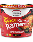 JONGGA Kimchi Spicy StirFried Ramen with Real Kimchi Korean Instant Cup Noodle Best Tasting Hot and Tangy Bowl Soup Savory and Delicious Broth Perfect for Hangover Ready to Eat 0 TransFat 5 oz Pack of 6