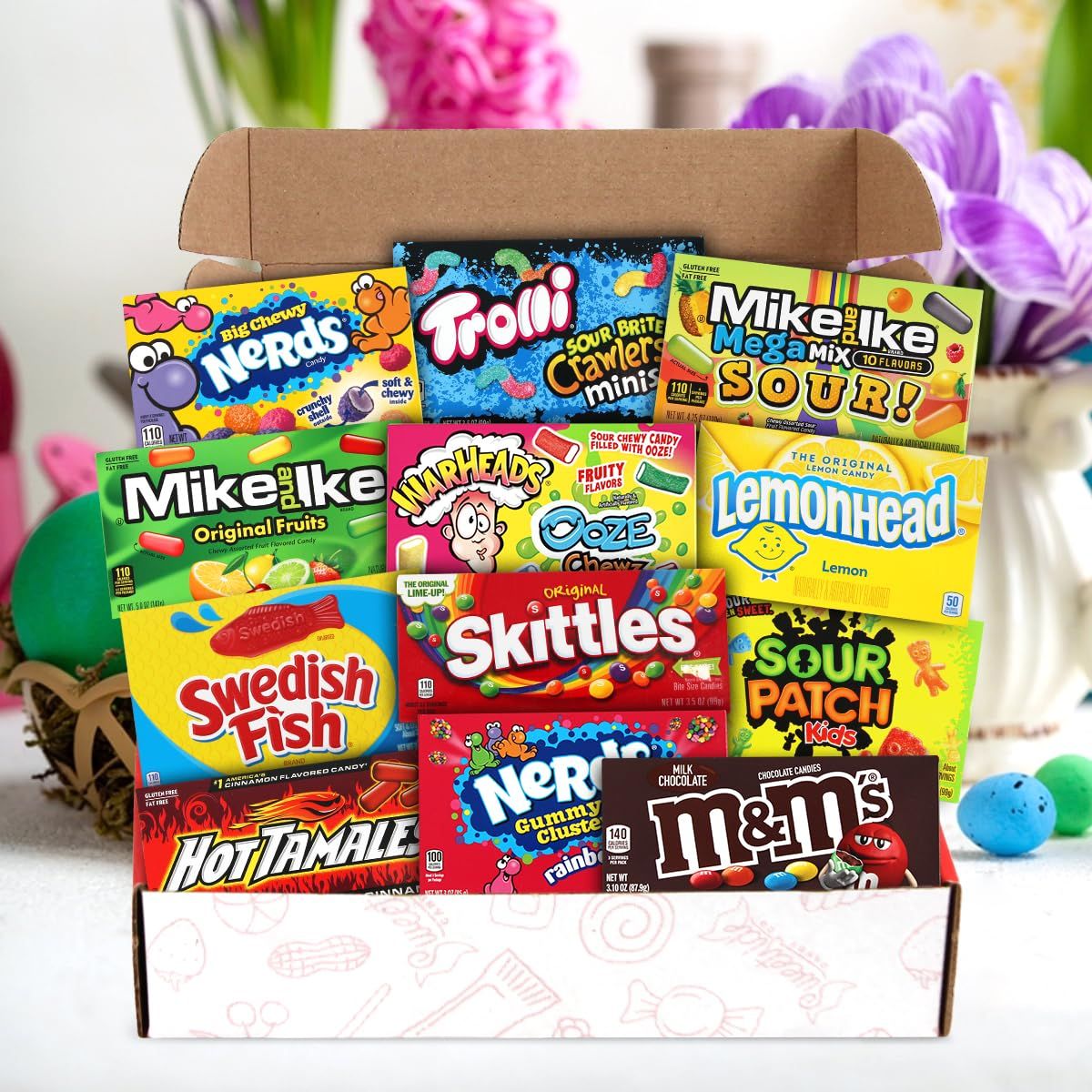 Movie Theater Candy Variety Pack  Candy Box of Skittles MMs Milk Chocolate SourPatch Swedish Fish Trolli Sour Brits Mini Gummies and More12 Count