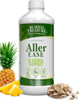 Buried Treasure Aller-Ease Herbal Allergy Relief High Potency Liquid Formula with Vitamins, Minerals and Herbal Blend of Bayberry Eyebright Mullen MSM Zinc 16 oz