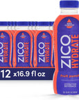 Zico Hydrate Fruit Punch No Artificial Colors or Flavors Kosher Gluten Free  NonGMO 169 Fluid Ounce Pack of 12