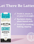 Califia Farms  Coconut Barista Blend Coconut Milk 32 oz Pack of 6 Shelf Stable Dairy Free Plant Based Vegan Gluten Free Non GMO Creamer