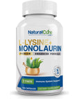 Natural Cure Labs L-Lysine + Monolaurin 600mg 1:1 Ratio, 100 Capsules