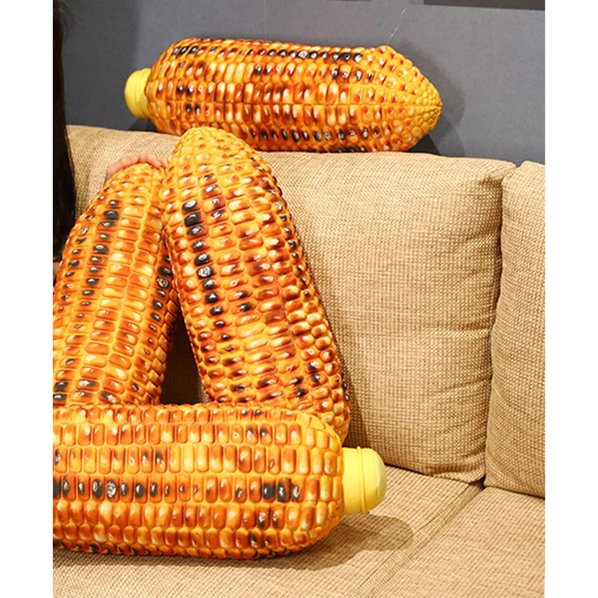 Maxpetus Toasted Corn Pillow Green Corn 3D Simulation Independent Sofa Decoration Cushion 24in Roast Corn