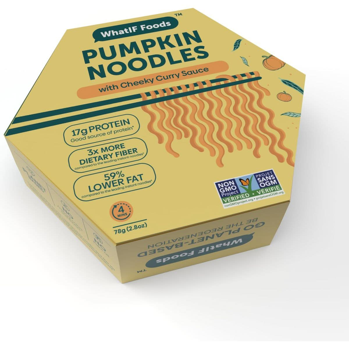 Pumpkin Protein Noodles 8 Single Serve Packs  Healthy Instant Air Fried 18g Protein  6g Fiber  For Ramen Wok Travel School  Cheeky Curry Flavor  by WhatIF Foods