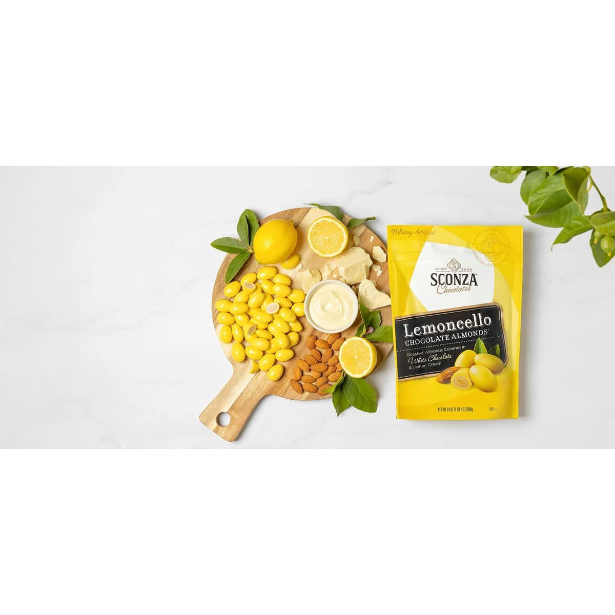 Sconza Lemoncello Lemon Cream  White Chocolate Almonds  Inspired by Italys Lemon Groves  Made in the USA  Pack of 1 24 Ounce