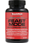 MuscleMeds Feast Mode Appetite Stimulant Weight Gain Pills Digestive Enzymes Safe and Effective 90 Caps, Unflavored, 90 Count