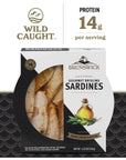 Brunswick Wild Caught Gourmet Brisling Sardines in Extra Virgin Olive Oil 423 oz Can  Wild Caught Sardines  14g Protein per Serving  Gluten Free Keto Friendly