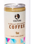 Culturi Organic Canned Coffee  All Natural NonGMO Cold Brew Coffee with Whole Milk and Cane Sugar  Cafe Con Leche  Preservative Free Shelf Stable Best Served Cold 12 Pack of Cans