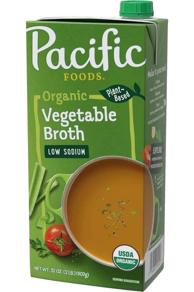 Pacific Foods Low Sodium Organic Vegetable Broth, 32 oz Carton (Case of 12)