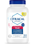 Citracal Maximum Plus Highly Soluble, Easily Digested, 630 mg Calcium Citrate With 1000 IU Vitamin D3, Bone Health Supplement for Adults, Caplets, 180 Count