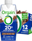 Orgain Clean Protein Shake, Grass Fed Dairy, Creamy Chocolate Fudge - 20g Whey Protein, Meal Replacement, Ready to Drink, Gluten Free, Soy Free, Kosher, 11 Fl Oz (Pack of 12) (Packaging May Vary)