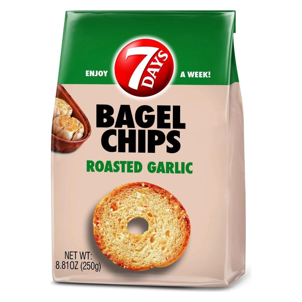 7Days Bagel Chips, Roasted Garlic, 8.81 Ounce Bag - Whlsome - Snacks