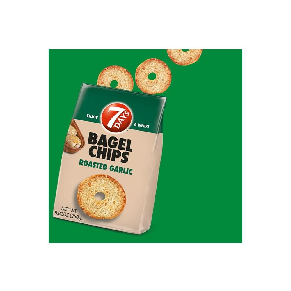 7Days Bagel Chips, Roasted Garlic, 8.81 Ounce Bag - Whlsome - Snacks