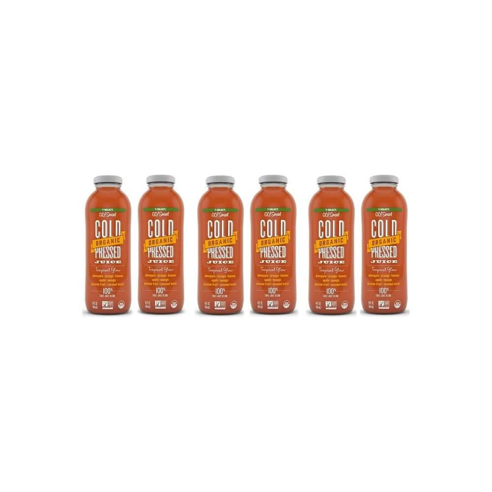 7Select Organic Cold Pressed Juice Tropical Glow 14 Oz Glass Bottles 6Pack - Whlsome - Grocery (Other)